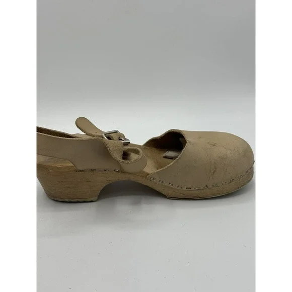 Lotta's Clogs Womens Size 36 Tan Leather Close Toe Slip On Boho Cottage Core New - Picture 10 of 14